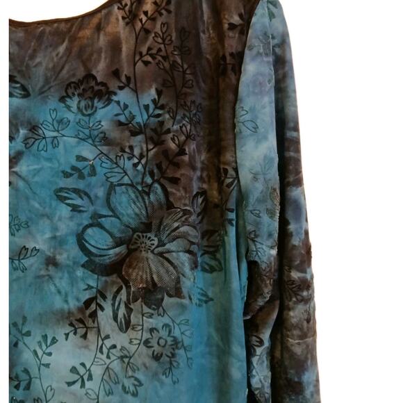 Sami & JO Babydoll Stretch Top Women's XL Blue Black Whimsigoth Fairy Goth Dark - Picture 5 of 12